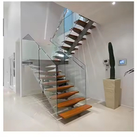 Kit d'escalier flottant en bois préfabriqué moderne à poutre simple en forme de U, escalier droit durable pour appartements