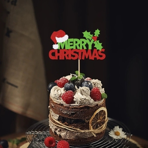 Juego de Adornos para Pastel de Navidad con Letrero de Feliz Cumpleaños, Gorro de Santa Claus y Adornos de Feliz Navidad para Decoración Festiva de Postres Navideños - Product Image 3