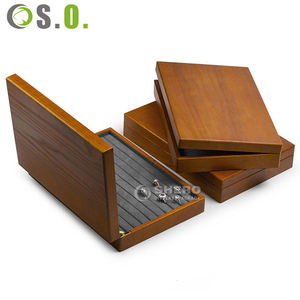 Caja de almacenamiento de joyas de madera de alta calidad y gama alta Shero, color marrón, con 12/24 compartimentos para anillos y colgantes. - Product Image 3