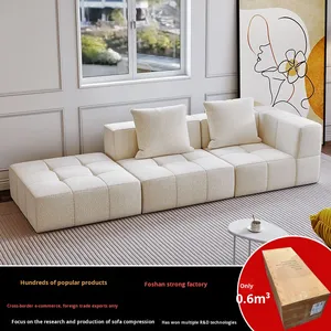 Pháp Teddy Nhung Vải Cắt <span class=keywords><strong>Sofa</strong></span> Cho Hiện Đại Căn Hộ Nhỏ Kem Phong Cách Cho Phòng Khách Hàng Thẳng Nén - Product Image 2