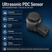 66209274427 Nuevo Sensor de Estacionamiento PDC, Radar Ultrasónico de Reversa para Parachoques, 12V DC para las Series 1, 2, 3, 4, 5, 7, X3, X4, X5, X6, F20, F30, F10, G30