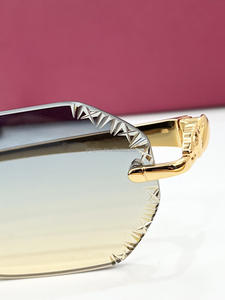 Gafas de Sol Cuadradas Sin Marco de Diseño Unisex de Lujo Personalizadas 2026 con Protección UV400, Gafas de Sol con Corte de Diamante - Product Image 5