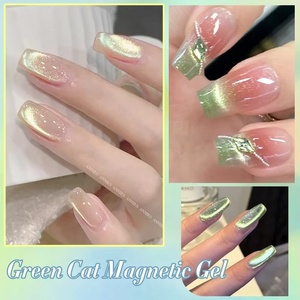 Gel UV Magnético Verde Gato con Purpurina Holográfica Semipermanente para Manicura Profesional en Salón de Uñas - Product Image 4