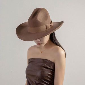 Wholesale Western Hat Bands Fedora Hats Women Men's Rabbit Fur or Wool High Quality American Sombreros Fedora Hats - Product Image 5