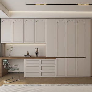 Tùy chỉnh hiện đại freestanding gỗ tủ quần áo Tủ lưu trữ tủ MDF cho phòng ngủ chính bao gồm bàn trang điểm cho biệt thự - Product Image 3