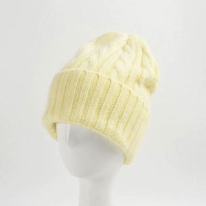 New Arrival Autumn Winter Knitted Beanie <b>Rabbit</b> Fur and Acrylic Solid Color Casual Braided Beanie - Product Image 3