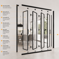 Porte pliante en aluminium à double vitrage trempé, moderne, pour séparation de pièce ou patio