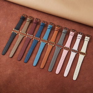 Upro Litchi Pattern Top grain Genuine Leather Watch Band for apple Watch Series 10 9 8 Luxury Slim Tapered Watch Strap - Product Image 2
