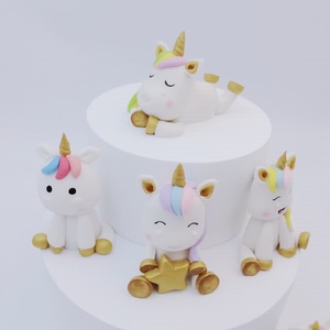 Minyatür Diy kiti yeni çocuk mal küçük unicorn figürinler polimer kil plastik karakterler süsler oyuncaklar toptan sevimli süsler - Product Image 4