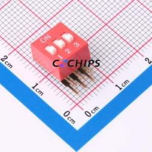 DT-03HT DIP Switch Through hole Component (THT),P=2.54mm Switch Flat Toggle, Raised Type Single Pole Single Throw 3 2.54mm - Product Image 1