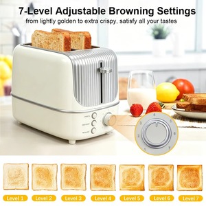 Nova Torradeira Portátil de 2 Fatias com Abertura Larga, <span class=keywords><strong>7</strong></span> Temperaturas Predefinidas e Função Descongelar, Pequena Torradeira Doméstica para Pão e Sanduíches - Product Image 4