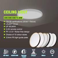 220V 3CCT Moderne LED Plafonnier Dimmable Panneau 40W Télécommande Bureau Downlights pour Salon Chambre Salle De Bains En Aluminium