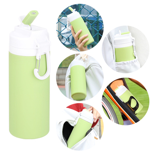 Botella de Agua de Silicona de Grado Alimenticio, Libre de BPA, Personalizada, con Pajita, Portátil y a Prueba de Fugas, para Niños, para Uso Escolar y Deportivo - Product Image 3