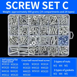 Nuts And Bolts Screws Assortment Kit Metric Round Head Pan Phillips Head Screw Nut Shim Self Tapping Screw M2 M3 M4 M5 M6