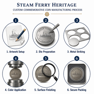 Pièce de monnaie commémorative personnalisée Steam Ferry Heritage Challenge Coin en alliage de zinc avec relief 3D, souvenir métallique avec boîte de luxe, sans MOQ, vente en gros - Product Image 3