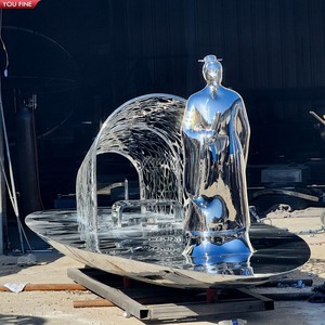Statue métallique de bateau personnalisée Bateau à <span class=keywords><strong>voile</strong></span> <span class=keywords><strong>Sculpture</strong></span> en acier inoxydable - Product Image 2