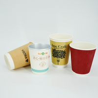 Gobelets en papier personnalisés imprimés, jetables, recyclables, à paroi simple ou double ondulée, avec couvercles pour boissons chaudes