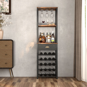 Mobile Bar da Soggiorno con Cassetti Portabottiglie e Portabicchieri, Cantinetta a 4 Ripiani Autoportante - Product Image 2