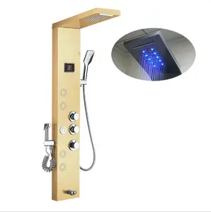 2022 New Rain Shower Panel gebürstet Edelstahl 4 Seiten Home LED Display Bildschirm Dusch paneel Teile