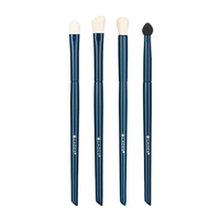 Ensemble de 4 pinceaux de maquillage pour les yeux et les sourcils en poils synthétiques doux avec manche en bois et crayon à sourcils
