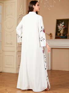 Eid speciale Abaya musulmano lungo abbigliamento islamico modesto stampato a fiori per le occasioni Festive di Dubai sauditi - Product Image 5