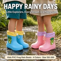 Bottes de pluie pour tout-petits anti-éclaboussures avec cordon de serrage, fermeture réglable, en PVC antidérapant, pour enfants, personnalisables OEM