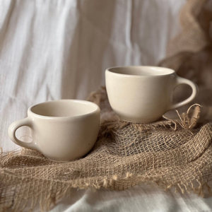 Premium High-Fired Stoneware Ceramic Coffee Cup Saucer <b>Set</b> Stackable Design Durable Elegant <b>Microwave</b> Oven Safe 180-220ml - Product Image 1