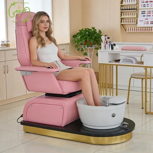 Fauteuil de pédicure de luxe avec siège inclinable, baignoire sans tuyauterie, lumière LED, massage chauffant pour salon de manucure - Product Image 4