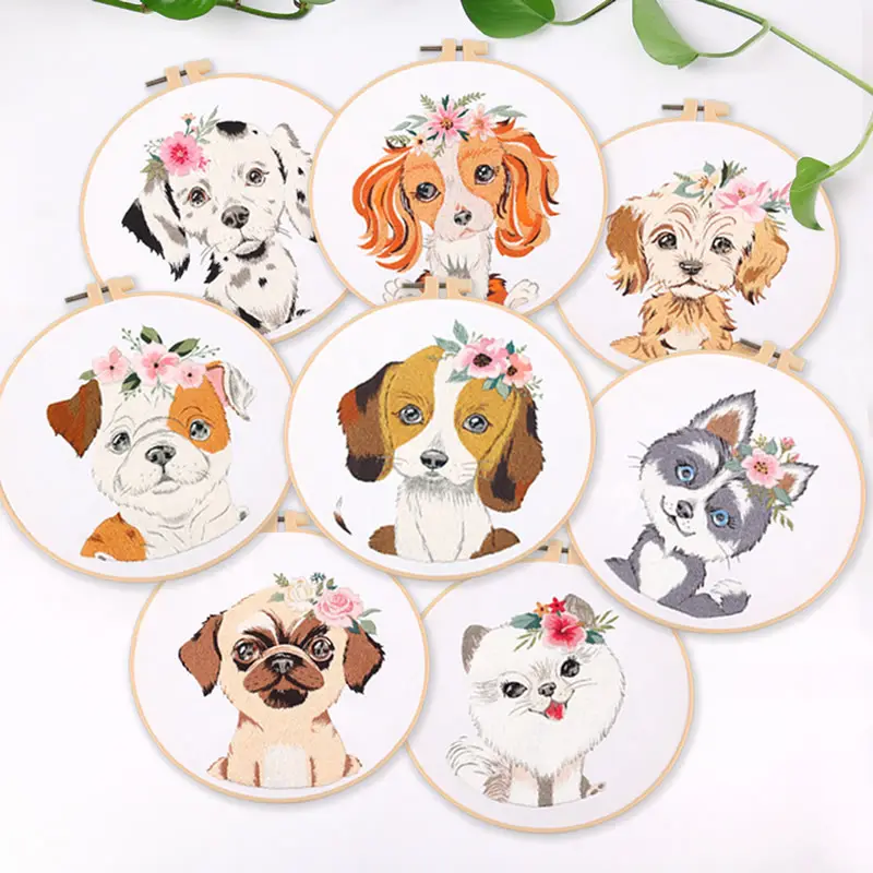 中国のサプライヤー手作りのDIY犬と猫の刺EmbroideryキットDiyクラフトキットクロスステッチ