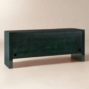 <span class=keywords><strong>Credenza</strong></span> Minimalista Geometrica a Quattro Ante con Ripiani Regolabili, Mobile Moderno per <span class=keywords><strong>Soggiorno</strong></span>, Verde Scuro Laccato Lucido - Product Image 4
