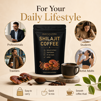 Poudre de café aux champignons et extrait de Shilajit sans sucre personnalisée 100g – Extrait de champignons noirs sain pour l'amélioration du système immunitaire