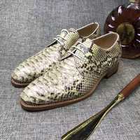 Chaussures habillées pour hommes tendance de haute qualité en cuir de serpent véritable, chaussures décontractées pour homme, chaussures formelles personnalisées de luxe à motif serpent pour hommes