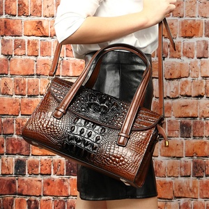 Sac à Main Femme en Cuir Véritable Motif Crocodile en Gros, Style Vintage, Sac Bandoulière Croisé Motif Alligator - Product Image 6