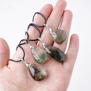 Collier en cristal de quartz avec pendentif fantôme coloré, pierre naturelle, goutte <span class=keywords><strong>d</strong></span>'<span class=keywords><strong>eau</strong></span>, énergie, vente en gros - Product Image 3