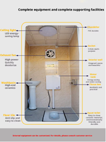 Installation rapide, écologique, durable, toilettes portables fabriquées à partir de conteneurs, design moderne pour les interventions en cas de catastrophe, utilisation en extérieur, parc, boutique