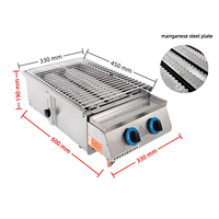 Grill à gaz commercial de haute qualité à 2 brûleurs en acier inoxydable, rôtissoire à huîtres sans fumée pour la cuisine en plein air