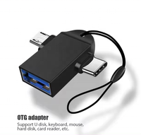 Adaptador OTG 2 en 1, USB 3.0 Hembra a Micro USB Macho, Conector Tipo C Macho para Tabletas Samsung y Teléfonos Android, Plug-and-Play