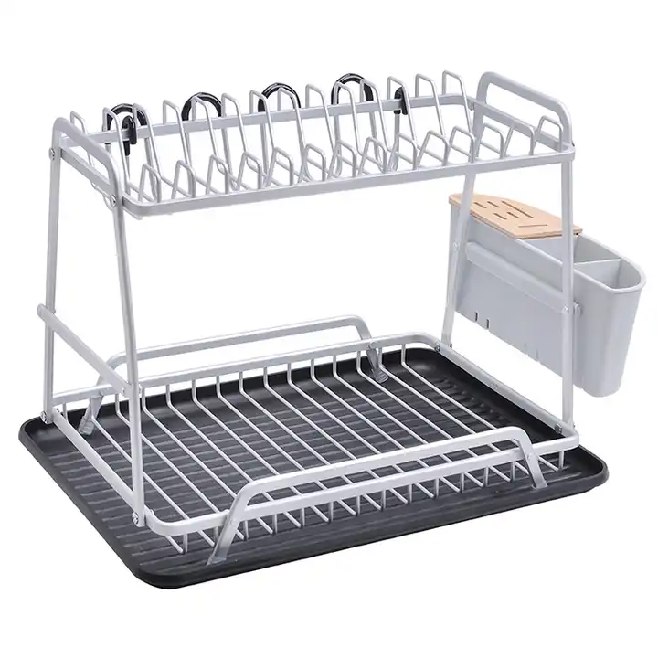 1pc white Large Dish Drying Rack, Dish Racks For Kitchen Counter, Dish  Drainer Organizer With Utensil Holder, White Dish Drying Rack With Drain  Board, Kitchen Accessories