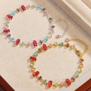 2025 Hình Học Hợp Thời Trang Vòng Đeo Tay Với Zircon Màu Sắc Nhỏ Rõ Ràng Dễ Thương Kẹo Ins Phong Cách Cho Mùa Xuân/Mùa Hè - Product Image 2