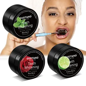 Polvo Blanqueador Dental de <span class=keywords><strong>Carbón</strong></span> Activado Natural con Sabor a Menta, Limón y Rosa, Elimina la Placa - Product Image 1