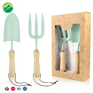 Gardening tools Garden Hand tools and equipment Set with Ash wood Handle and Golden Finished Heads in a Gift Box Nice Gift