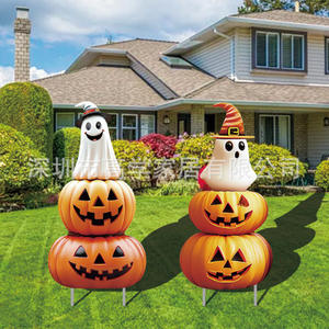 Décorations de saison d'extérieur au design original, Nouveauté Halloween : Citrouille, Visage de fantôme, Chat noir, Panneau de jardin/cour fantôme, Transfrontalier - Product Image 1