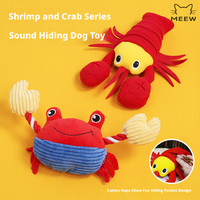 Jouet interactif pour chien en peluche, motif crevette et crabe de dessin animé, avec couineur, corde en coton résistante aux morsures, pour la dentition, le jeu de cachette et le jeu d'agression