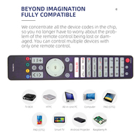 Control remoto infrarrojo universal con luz nocturna apto para varias marcas de TV GB326WJSA Smart TV