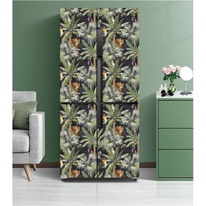 HAOKHOME Nouveauté 2025 Papier peint vinyle auto-adhésif tropical 17,7 po x 118 po Noir/Vert/Brun Décoration de salle de bain Palmiers Jungle - Product Image 3