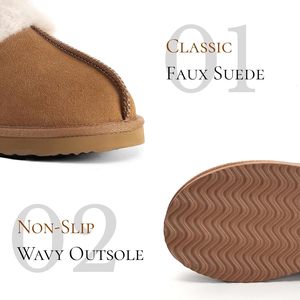 Pantuflas Cómodas de Piel Sintética, Punta Redonda, Cálidas y Afelpadas, con Espuma Viscoelástica, Antideslizantes, para Interiores y Exteriores, para Mujer - Product Image 4