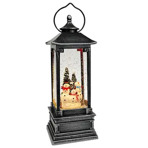 Lanterne lumineuse Vintage à Led, luminaires pour décoration de cadeau, bonhomme de neige, boule d'eau pinen pailletée, lanterne de noël, vente en gros