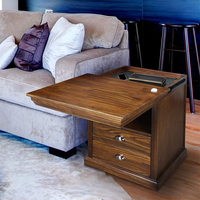 Table de chevet rétro et armoire de canapé avec compartiments cachés