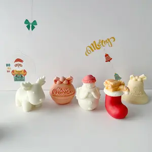 INTODIY cetakan lilin Resin model baru cetakan silikon lilin hadiah Natal 3d cetakan untuk kue Mini buatan tangan sabun coklat