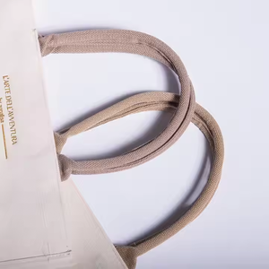 <b>Large</b> Custom Logo Embroidery Print Women's Weekends Pattern <b>Canvas</b> Shopping Shoulder Tote <b>Bag</b> for Weekends & Grocery Shopping - Product Image 4